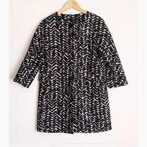 Talbots Women’s 6 Abstract Coat Black Lined Minimalist Scandi Chic Quiet Luxury